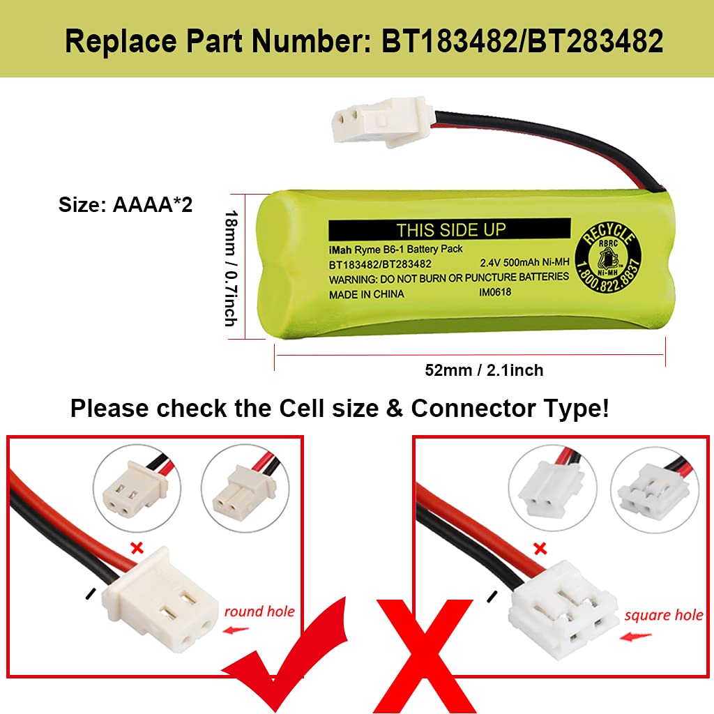 Imah Bt183482 Bt283482 Cordless Phone Battery For Vtech Ds6401 Ds6421 Ds6422 Ds6472 Ls6405 Ls6425 Ls6426 Ls6475 Ls6476 89-1348-0