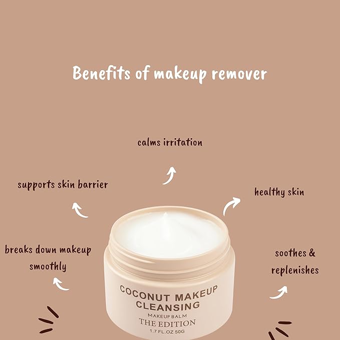 The Edition Coconut Cleansing Balm – 2-in-1 Makeup Remover & Face Cleanser – Melts Waterproof Mascara & Longwear Makeup – Hydrating, Nourishing, Gentle for Sensitive Eyes – 50g (1.7 oz)
