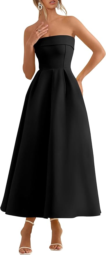 PRETTYGARDEN Cocktail Dresses for Women 2026 Summer Formal Elegant Tube Top Strapless Spring Wedding Guest Party Midi Dress