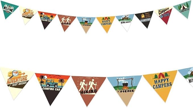 Pennant Banners, 3 Meters Colorful Triangle Bunting Flag Fabric Pennant Garland Bunting String Flag for Outdoor Travel Cam...