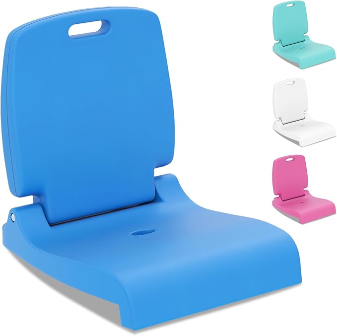 Goplus Poolside Chair for Edge of Pool, Foldable Portable Flip Seat w/Back Support & 2 Handles, Lightweight Outdoor Camping Chair for Stadium, Tailgating, Fishing, Boats, Beach (Blue, 1 Pack)