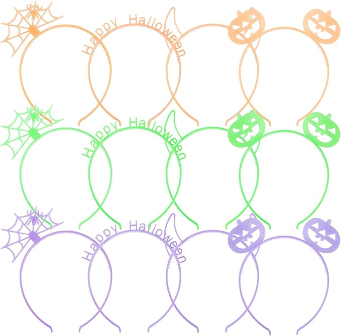 Fishdown Glow in The Dark Party Supplies，12 Pcs Assorted Glow in Dark Cat Ear Crown Headband for Birthday Party,Halloween ...