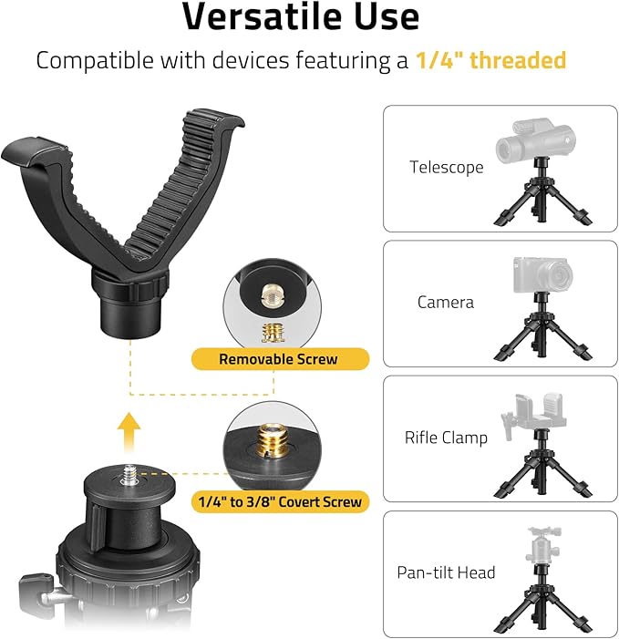 CVLIFE Shooting Rest Tripod - Adjustable Height, 360 Degree Rotation, V Yoke Stand - Portable Rifle Rest for Target Shooting, Hunting and Outdoor Activities