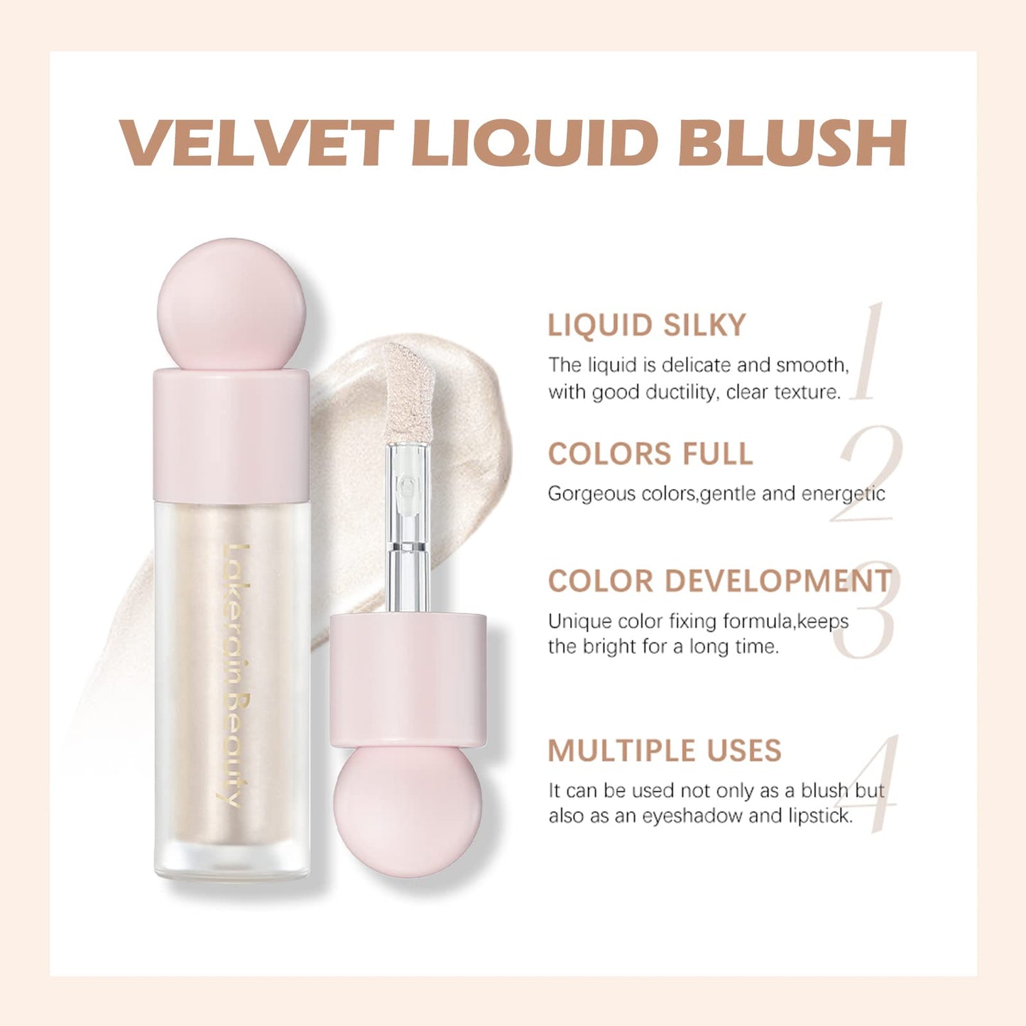 Erinde 2 Colors Liquid Highlighter and Blush Set, Natural Matte Face Blush, Natural Glossy Liquid Illuminator for Face and Body,