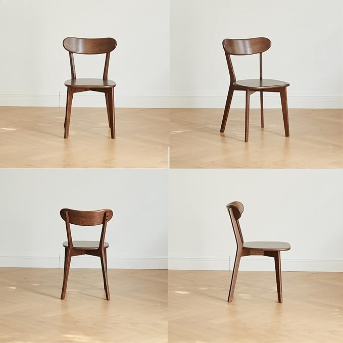 Bamskov 100% Solid Wood Dining Room Chairs - Practical Kitchen Chairs - Wood Chair for Dining Room, Kitchen (1, Walnut)