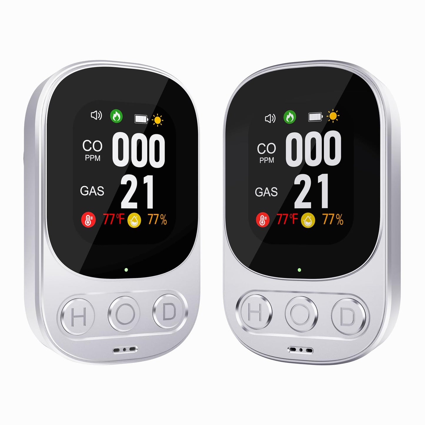 2 Pack 4 in 1 Plug in Carbon Monoxide Detectors & Natural Gas Combination Built-in Backup Battery & 2.1'' HD Screen [CO Gas Temp Humidity] Propane Methane Combustible Gas Alarm for Home/Travel(White)