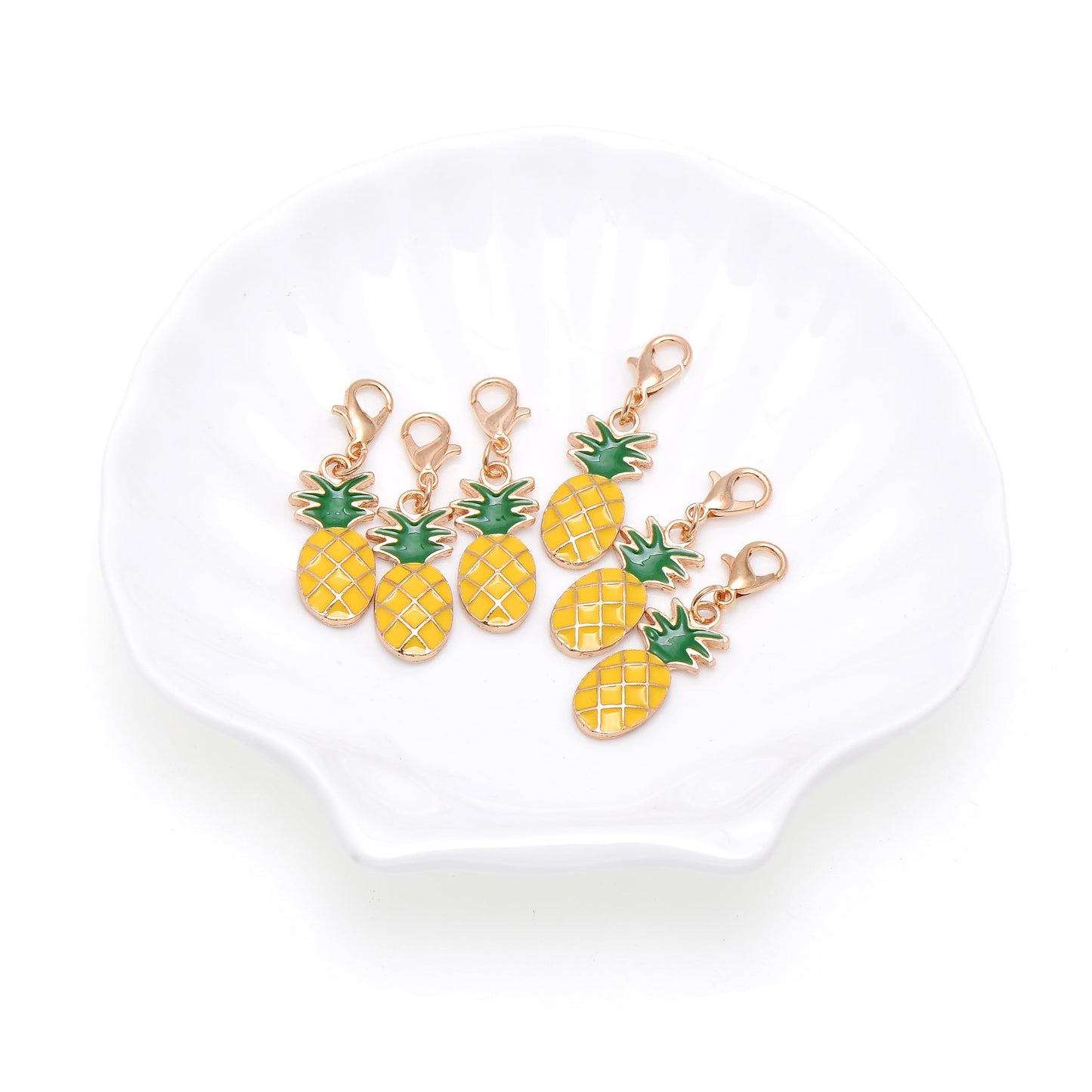 Paialco Cute Enamel Pineapple Fruit Clasp Charms for Keychain Bracelet