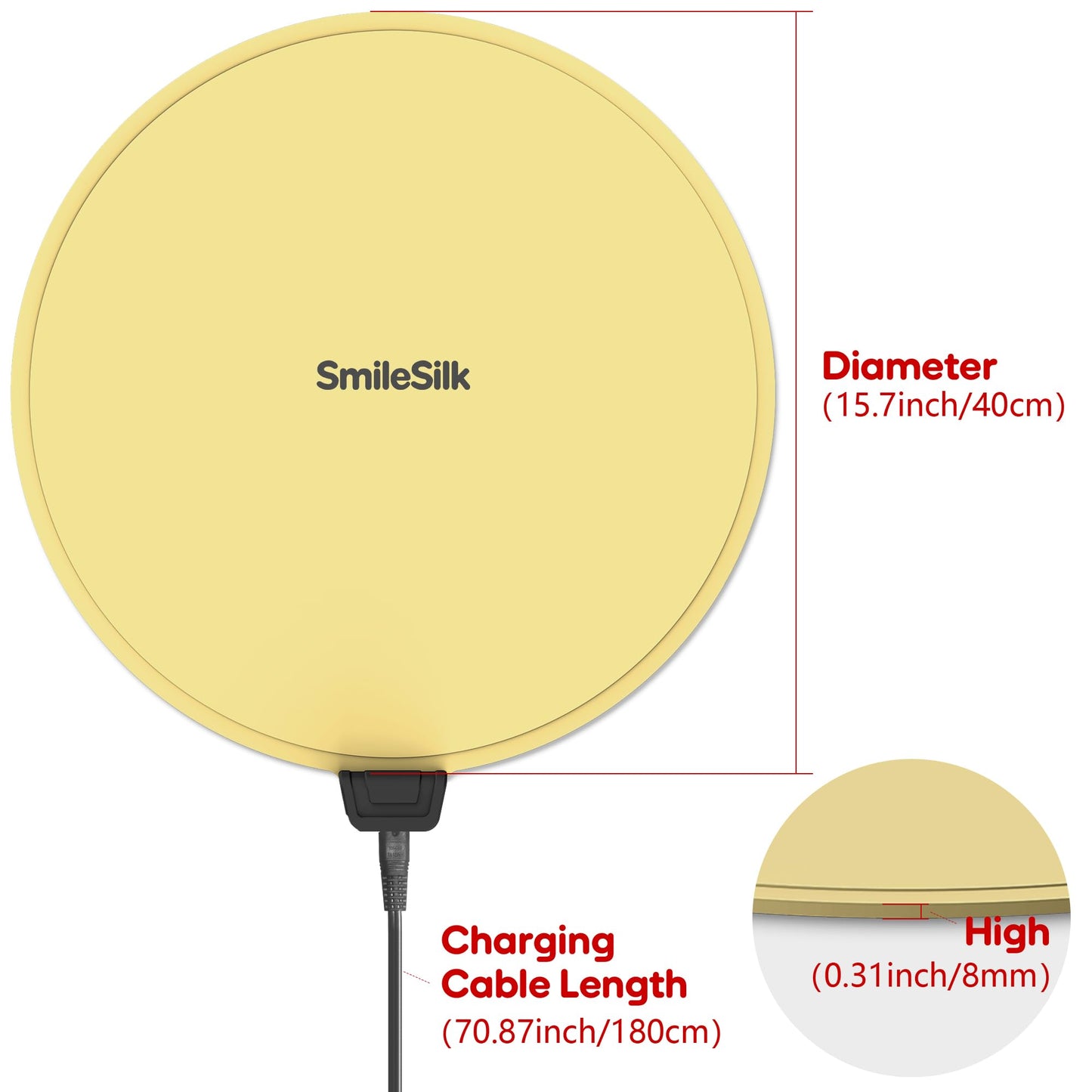 Smilesilk Portable Silicone Pizza Warming Mat - Roll Up Electric Food Heating Pad Tray, Fast Even Heating for Buffet Parties, Foldable Hot Plate Warmer for Home Kitchen Gifts (Yellow)