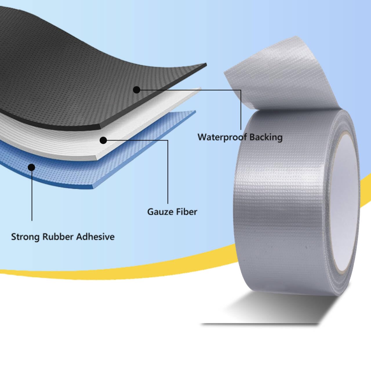 Duct Tape Heavy Duty Waterproof, 30 Yards x 2 Inch, 12 Roll Pack Duct Tape Bulk, Strong, All-Weather, No Residue, Silver