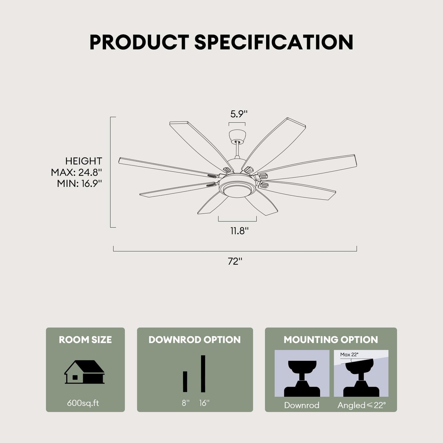 72 Inch Large Ceiling Fans With Lights And Remote Control, Modern Nickel Ceiling Fan With Quiet Reversible Dc Motor, Timer, 6 Sp