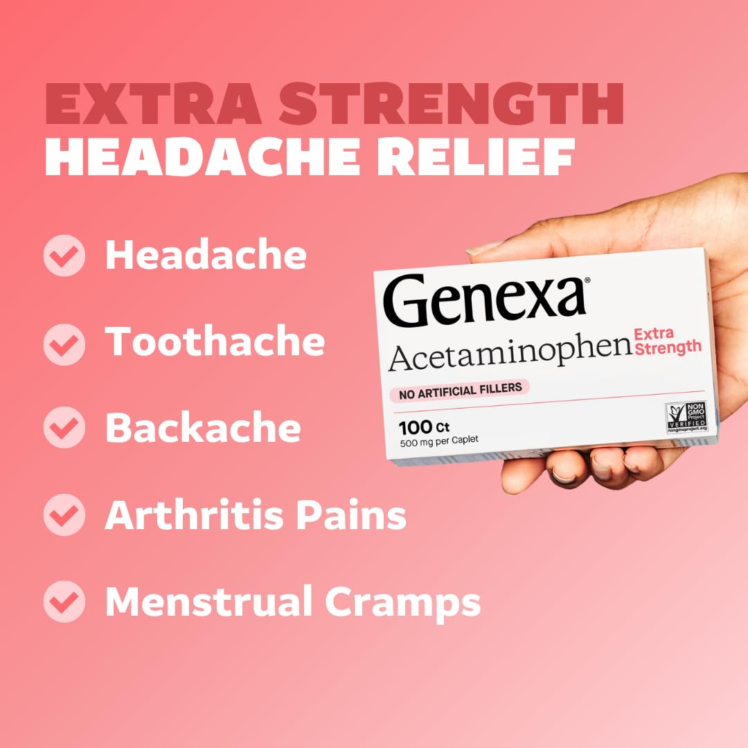 Genexa Adult Clean Acetaminophen & Antacid Combo | Headache & Heartburn Relief Bundle | Dye Free, 0% Artificial Additives | Vegan & Non-GMO | Medicine Made Clean | Ages 12+ (2 Pack)