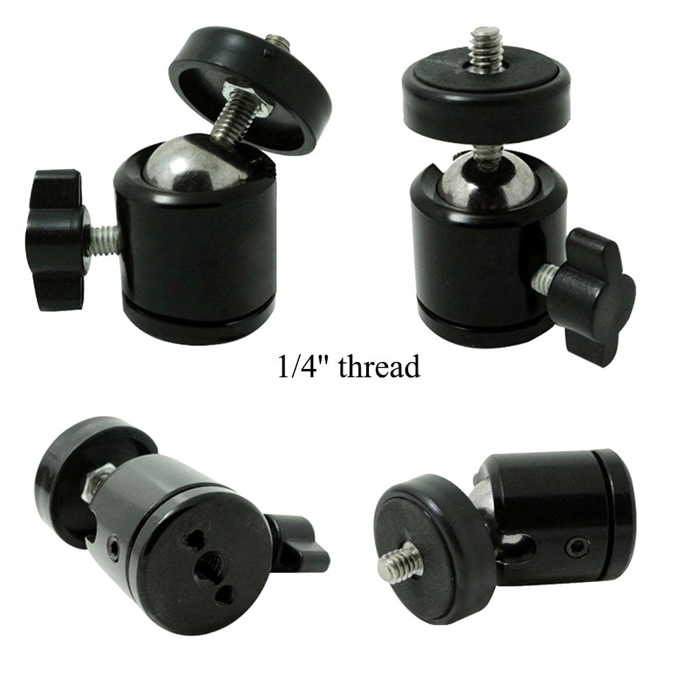 Slow Dolphin Hot Shoe Mount Adapter 360 Degree Swivel Mini Ball Head 1/4 Tripod Screw Head For Cameras, Camcorders, Smart Phone,