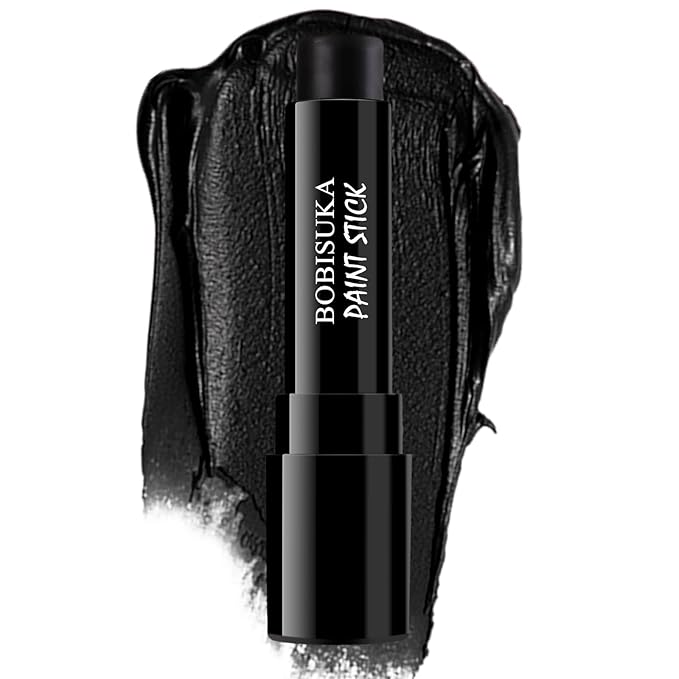 BOBISUKA Black Face Body Paint Stick, Sweatproof Eye Black Stick for Baseball Football Softball Sports – Waterproof Face Painting for Skull Joker Vampire Halloween SFX Makeup Cosplay