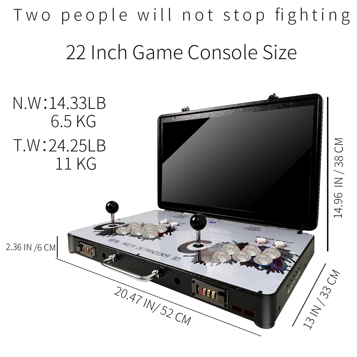 WYGAMING Portable 20000 in 1 Metal Box 3D Arcade Game Console, 22 inch Screen Retro Electronic Game Console, with Search/Hide/Save/Load/Pause Functions