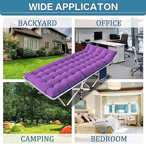 NESDCC Camping Cot with Comfortable Mattress Cots for Sleeping Bed Adults Premium Fabric Camping Bed Easy Setup Folding Co...