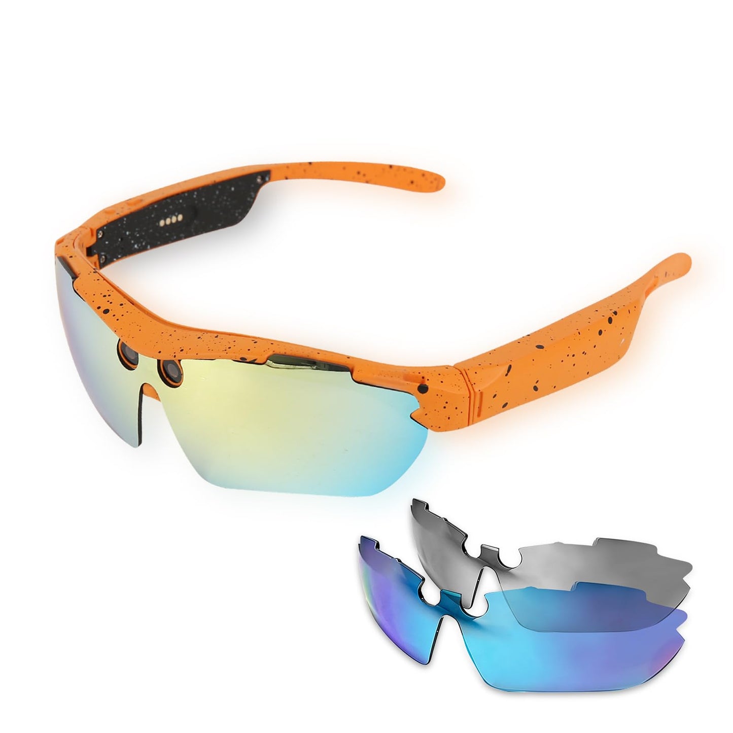 XTUOSHP 2026 AI Smart Cycling Glasses with Anti-Shake 8MP Camera,Sports Bluetooth Camera Sunglasses with Translation, AI Assistant,Object Recognition, Conferences Recording, IP64 Waterproof