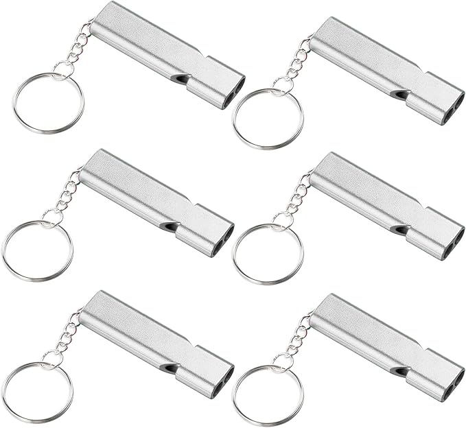 Premium Extra Loud Whistles for Camping Hiking Hunting Outdoors Sports and Emergency Situations, Sturdy but Light Aluminiu...
