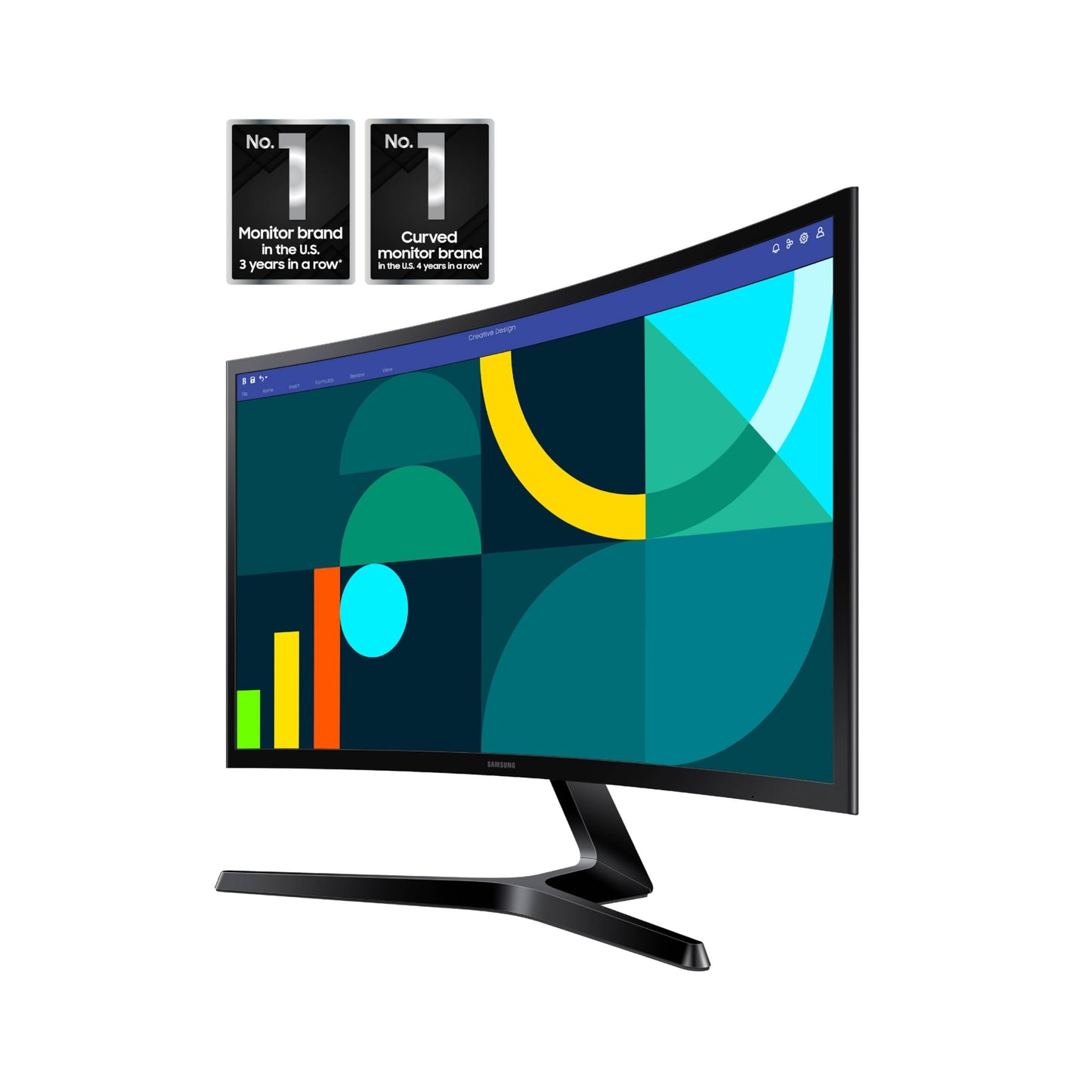 Samsung 24" Essential S3 (S36GD) Series FHD 1800R Curved Computer Monitor, 100Hz, Game Mode, Advanced Eye Comfort, HDMI and D-sub Ports, LS24D366GANXZA