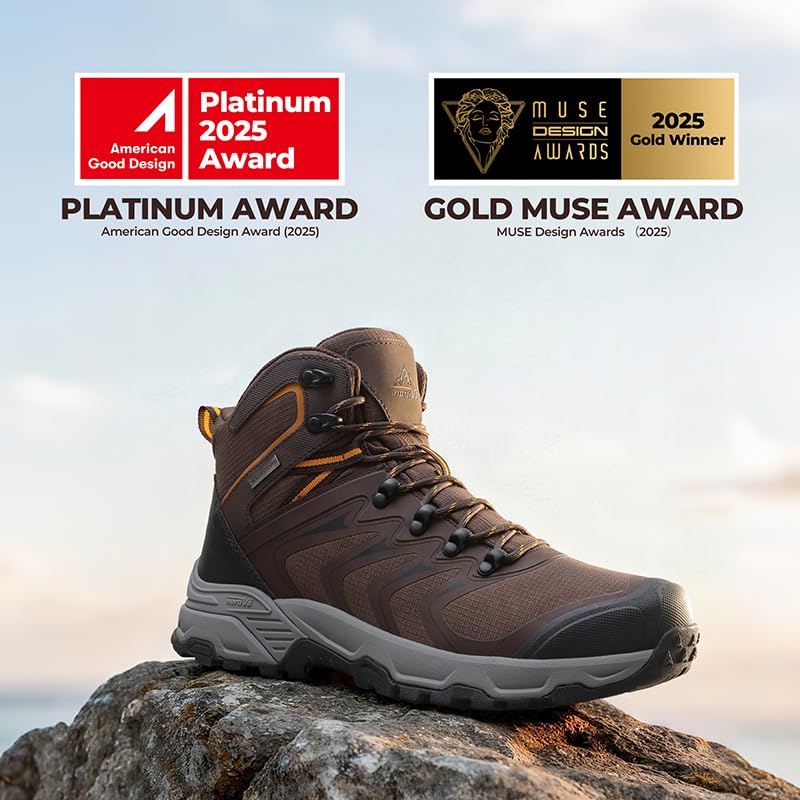 NORTIV 8 Men's Waterproof PRO Hiking Boots Outdoor Lightweight Non-Slip Arch Support Trekking Camping Ankle Boots Armadill...
