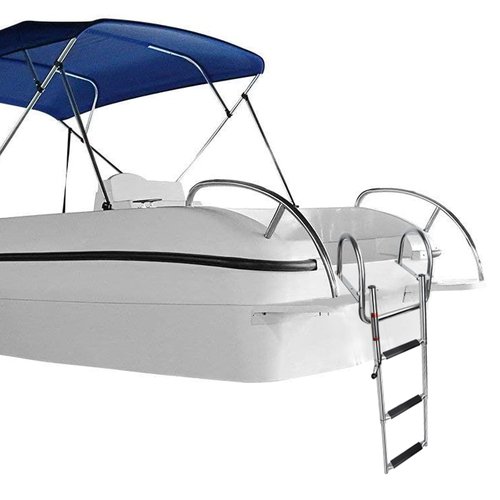 Manumarine 3 Step Pontoon Boat Ladder, Pontoon Ladders for Pontoon Boats, Stainless Steel Rear Entry Inboard Ladders Over Platform