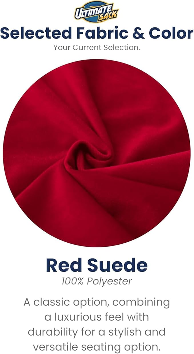 Ultimate Sack 4000 4-Foot Bean Bag Chair, Red Suede Cover – Oversized Foam Lounger, Floor Seat, Small Sofa, or Couch Bed for Living Area, Gaming Room, or Reading Lounge