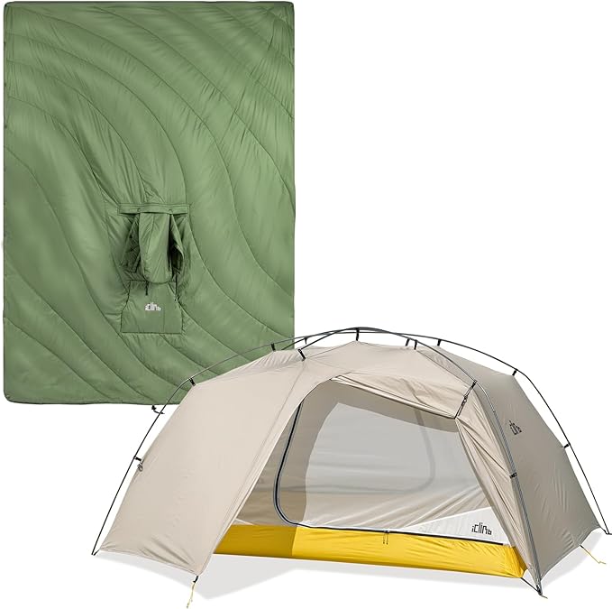 iClimb 1 Ultralight 3 Season Tent and 1 Hooded 3M Thinsulate Insulation Warm Blanket, Ultralight Compact for Adults Outdoo...