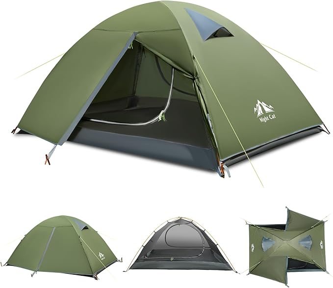 Night Cat 2-Persons Backpacking Tent: Waterproof Lightweight Camping Tent for Two People Hiking Outdoor Mountain with Alum...