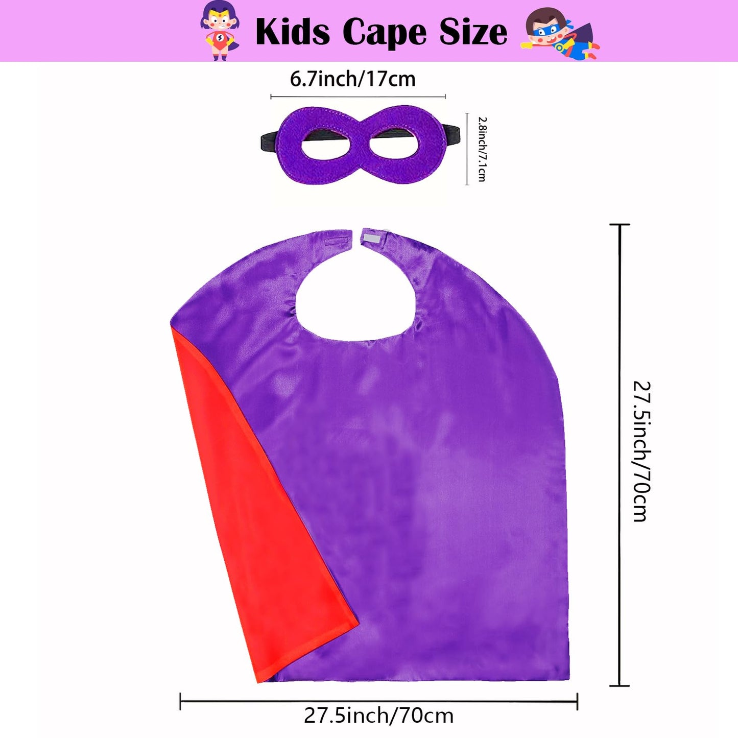 Dajiahao Superhero Kids Capes and Masks - Halloween Costume Cape Party Dress Up Toys Capes 4-10 Year for boys birthday party Gifts(Purple)
