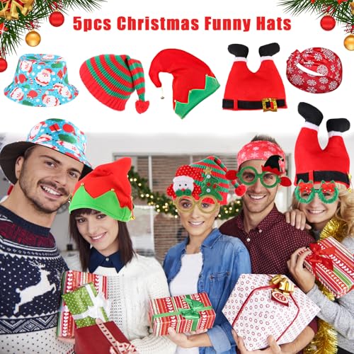 NICOWARM Large Opulent Christmas Photo Booth Props, Xmas Party Supplies, PhotoBooth Props for Xmas, Funny Christmas Hats, ...