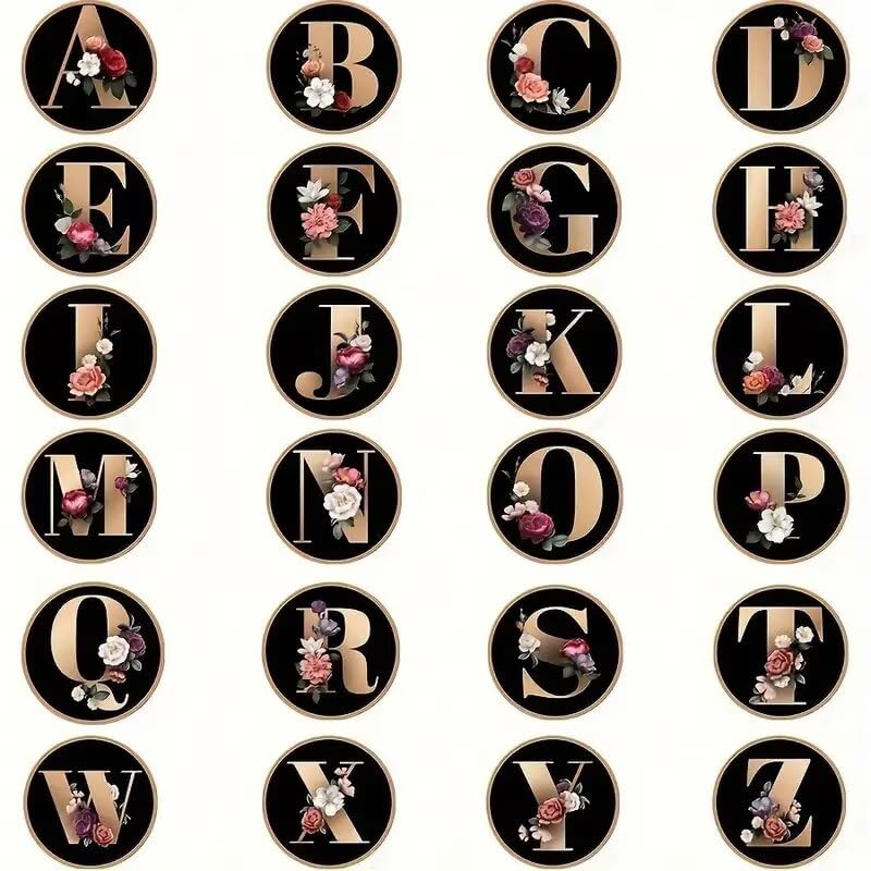 Round Coasters, Letter Series Floral Printed Coaster, Car Coaster, Heat Insulation Table Mat, Room Decor, Kitchen Supplie...
