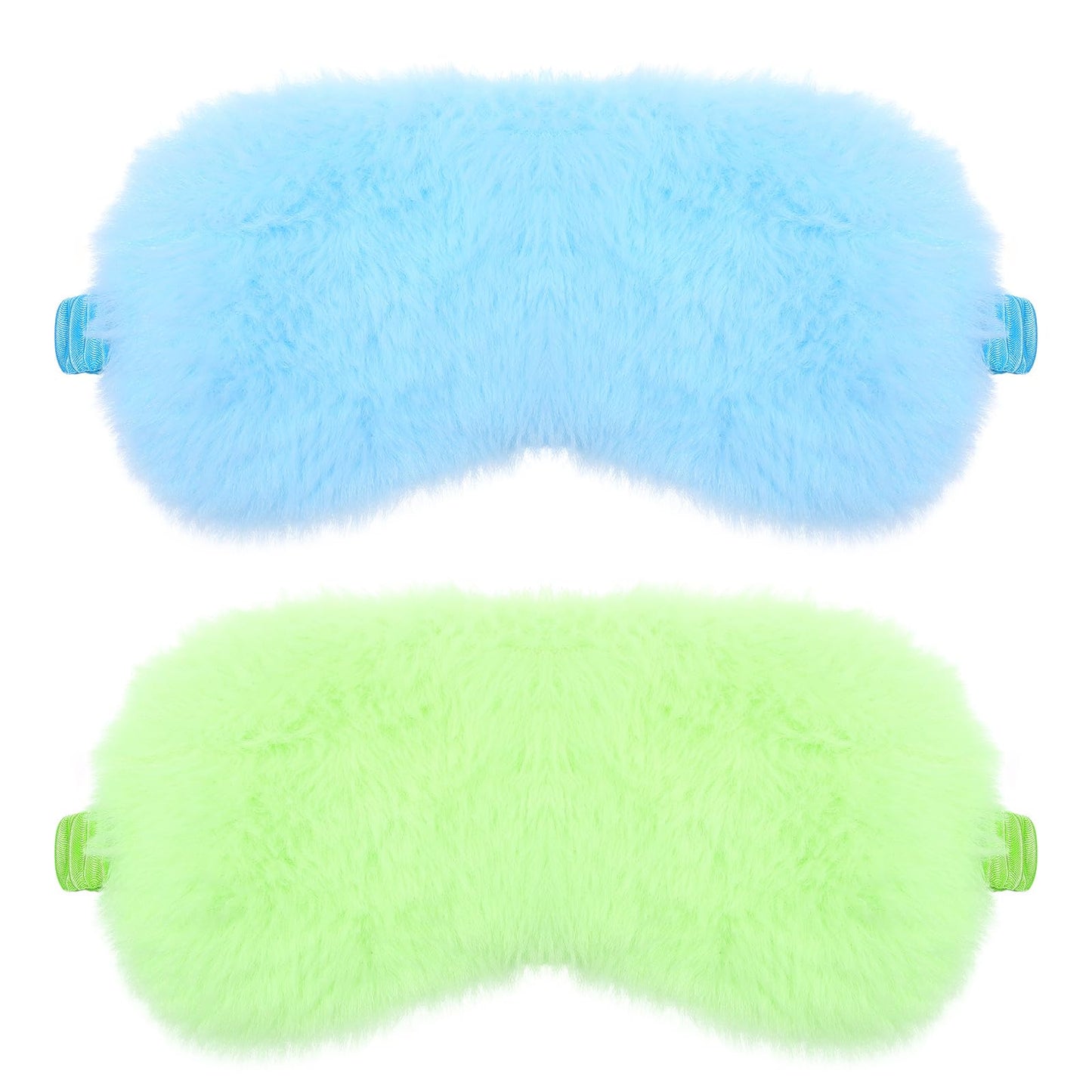 2 Pcs Plush Leopard Eye Mask Soft Sleeping Blindfold Eye Cover Comfortable Furry Faux Fur Sleeping Mask Satin Nap Night Eyeshade Cover for Women Men Gift (Green, Blue)