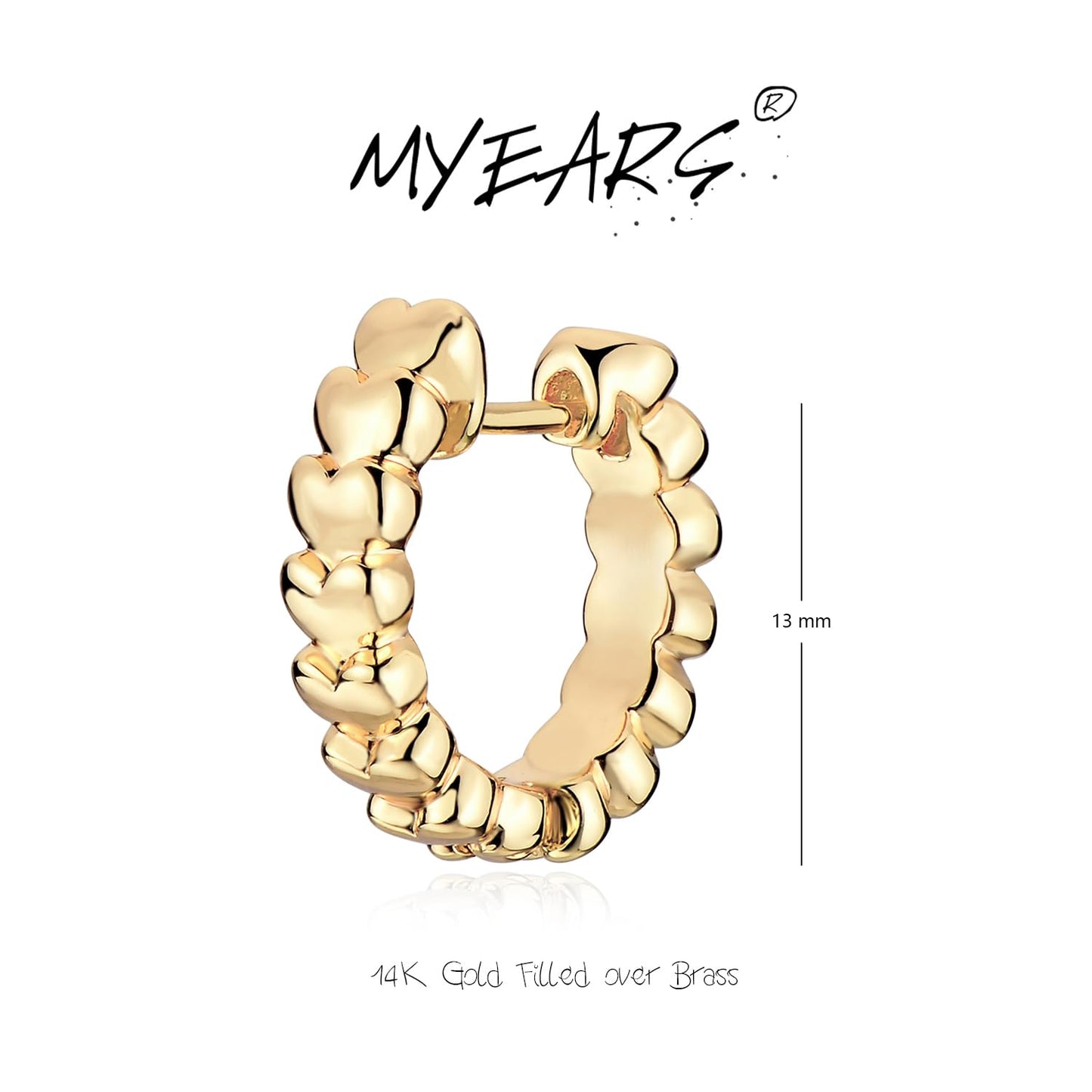 MYEARS Women Earrings Gold Huggie Heart Hoop Ear Stud Cuff 14K Small Simple Hypoallergenic Everyday Jewelry