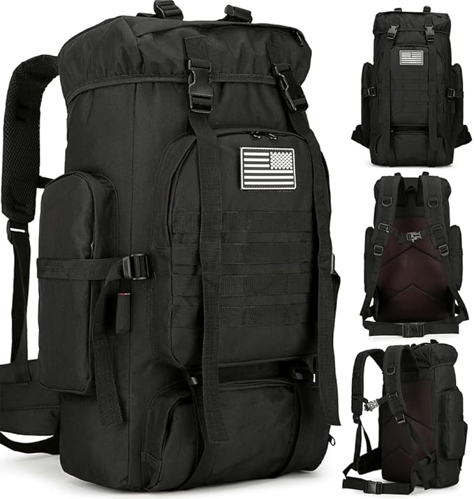 Bkcmy 45L Hiking Backpack Waterproof Travel Backpack Lightweight Outdoor Daypack Camping Backpack for Men Women (Black)