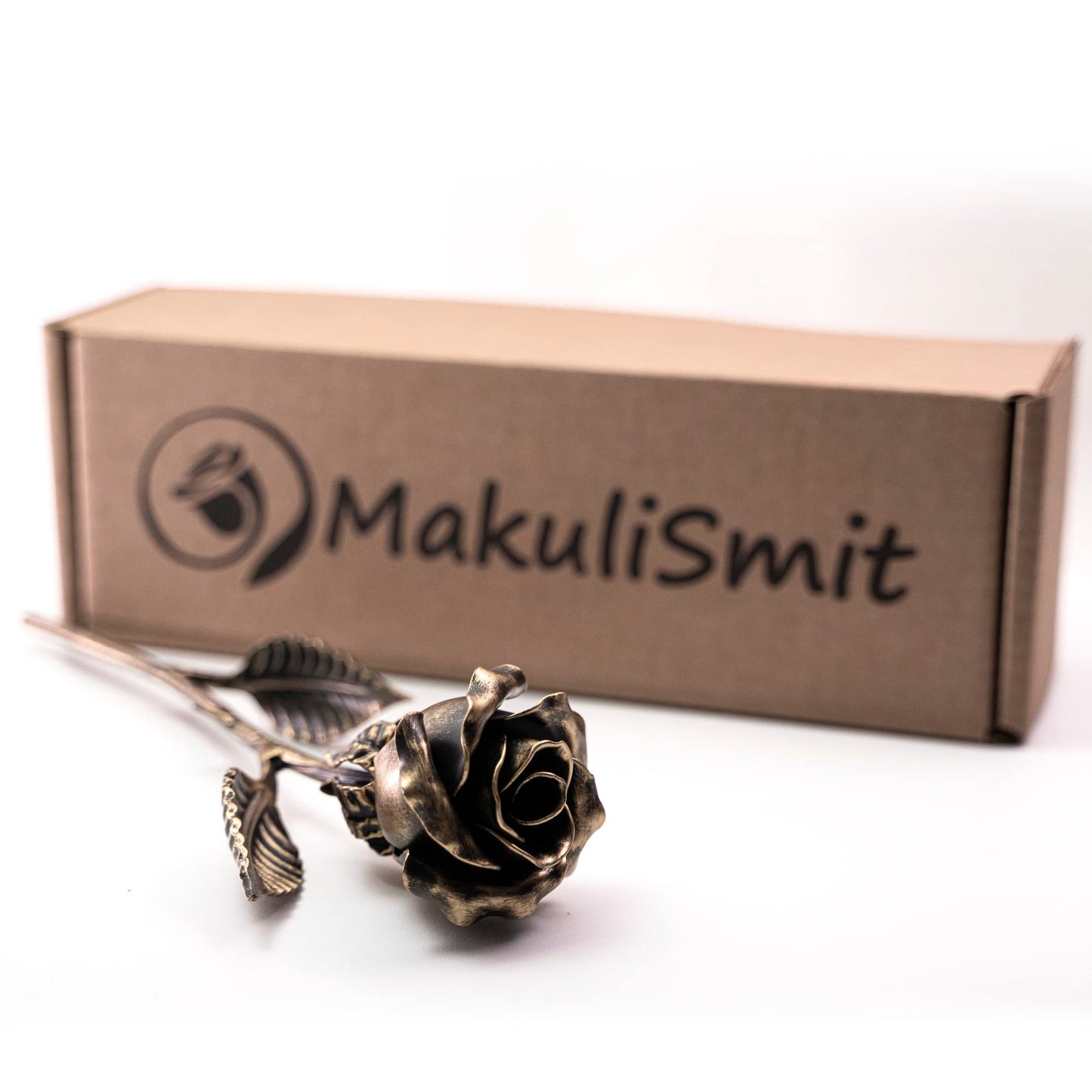 MakuliSmit Handcrafted Bronze Rose – 8th & 19th Yeat Wedding for Her – Solid Metal Forever Flower Keepsake