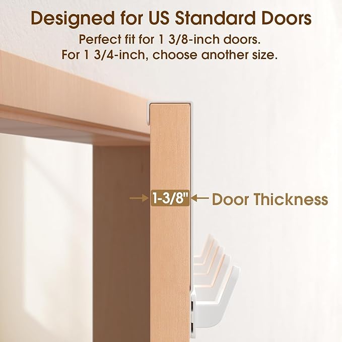 Over The Door Hooks Hanger with Extended Arms, Fits 1 3/8" Doors, L7U - Coat Rack, Bathroom Accessories and Towel Organizer Holder for Coat Robe Hat - 1 Pack, White