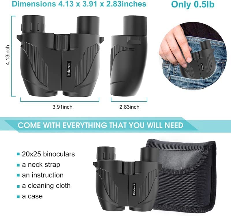 20X25 Compact Binoculars for Adults and Kids,Large Eyepiece Waterproof Binocular，Easy Focus Small Binoculars for Bird Watc...
