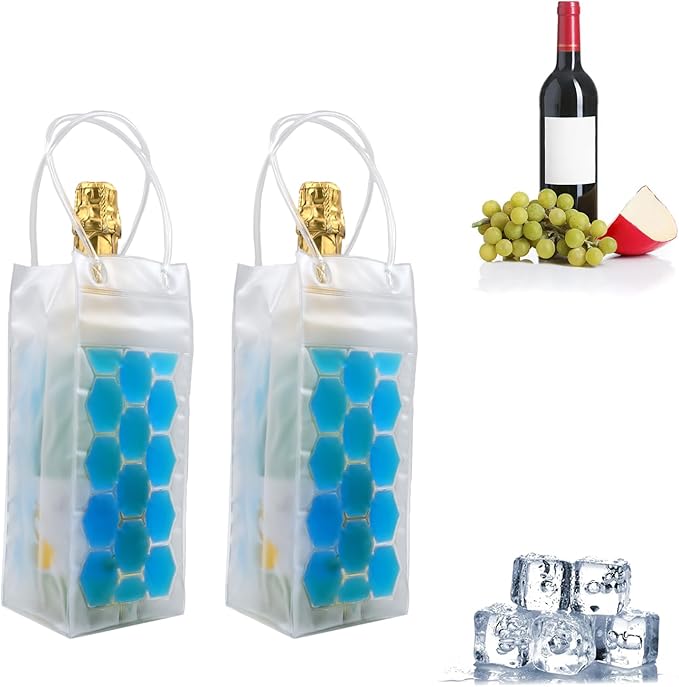 Ice Wine Bag, Beer Cooler, Wine Refrigerator, Wine Bottle Cooler, Portable Folding Transparent Beer Bag, Suitable for Cham...