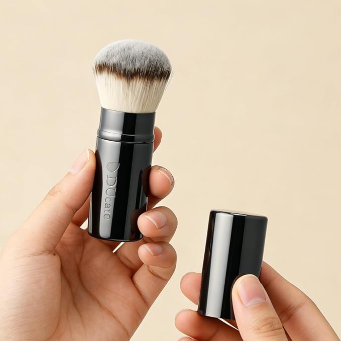 DUcare Retractable Airbrush Kabuki Brush for All Face Makeup & Foundation for Liquid, Cream and Powder Face Makeup With Aluminum Handle