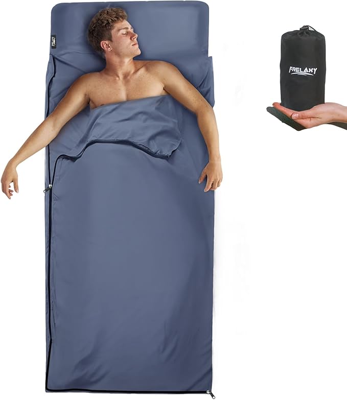 Frelaxy Sleeping Bag Liner, XL Travel Sheet & Camping Sheet for Backpacking, Hotel, Hostels & Traveling, Comfy & Easy Car...