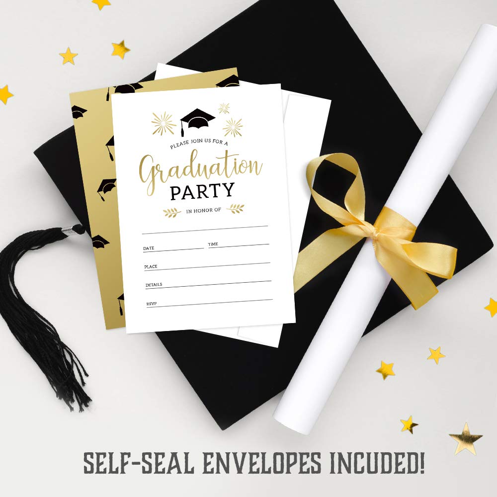 Hat Acrobat 2025 Graduation Party Invitations with Envelopes Graduation Party Announcement Cards for High School or College, 25 Pack (25)