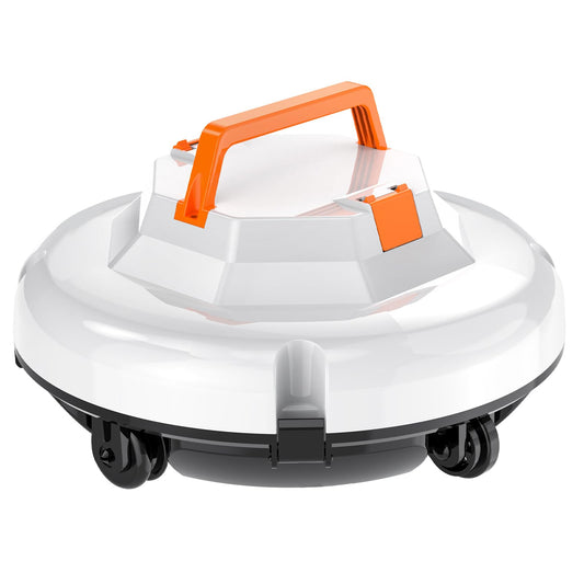 likjhbn Robot Pool Vacuum for Above Ground Pool, Cordless Robotic Pool Cleaner Dual Motors, 130 Mins Runtime, Auto-Dock, Automatic Pool Vacuum Cleaner (White Orange)