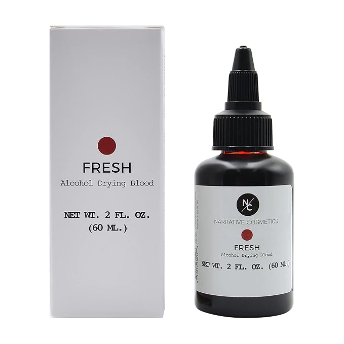 Narrative Cosmetics Alcohol Drying Blood, Ultra-Realistic Fake Liquid Blood, SFX Makeup for the Stage, Film, Halloween, and Cosplay - Fresh 2oz