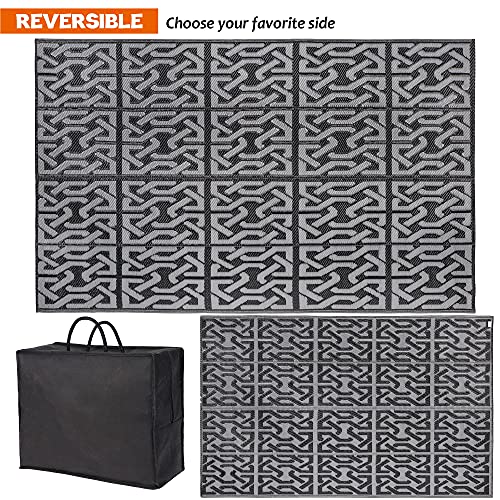 SAND MINE Reversible Mats, Plastic Straw Rug, Modern Area Rug, Large Floor Mat and Rug for Outdoors, RV, Patio, Backyard, ...