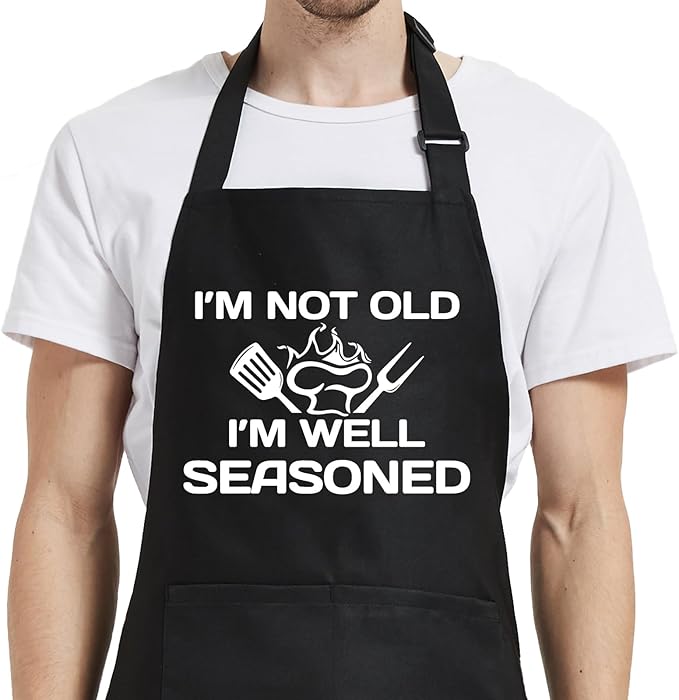 Funny Aprons for Men, Adjustable Mens apron for Grilling BBQ Cooking Grill Kitchen Chef, Birthday Gifts for Men Him