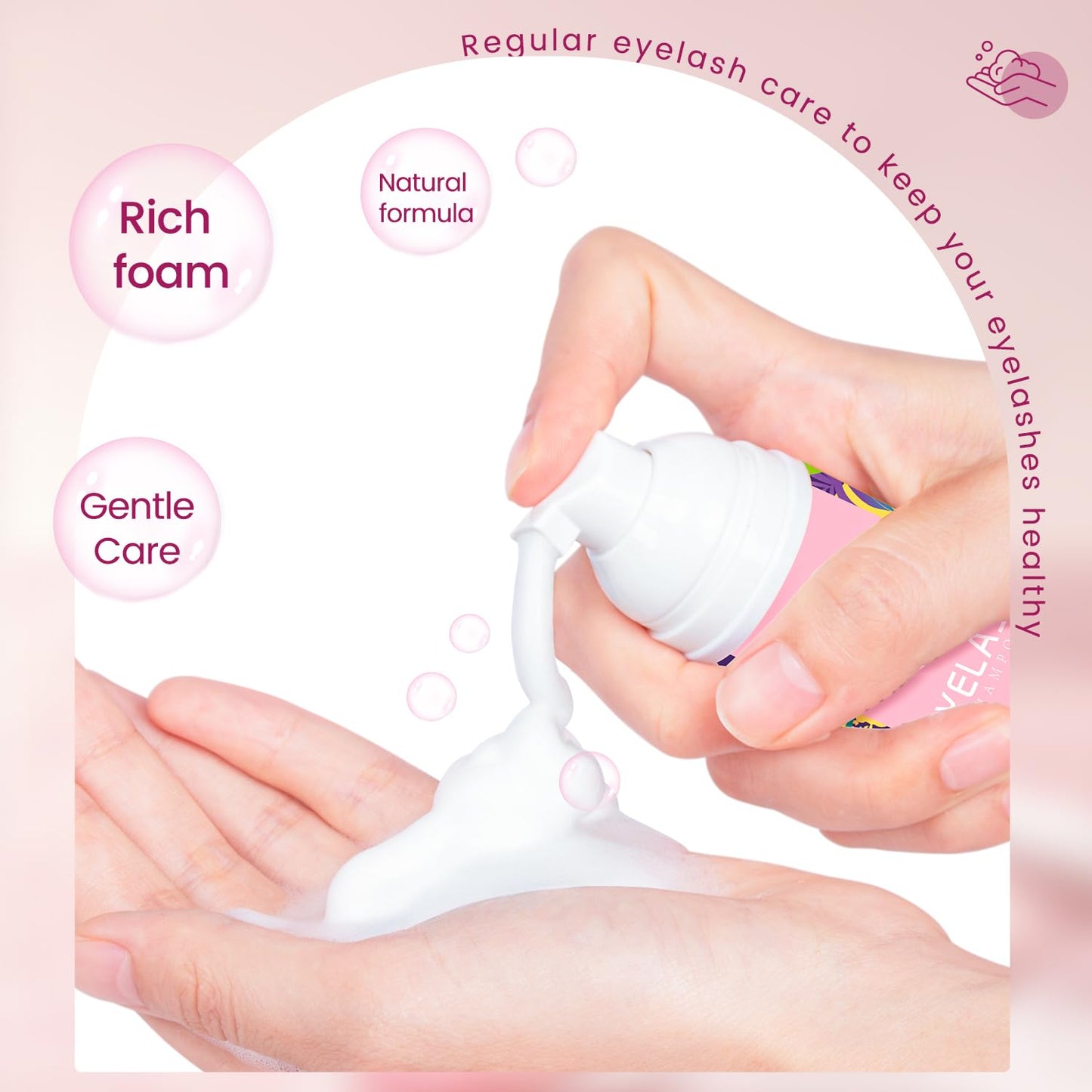 Buqikma Lash Shampoo Kit - Lash Cleaning for Eyelash Extension, 60Ml/2.11fl.Oz Eyelash with Lash Shampoo Brushes Gentle Lash Ext