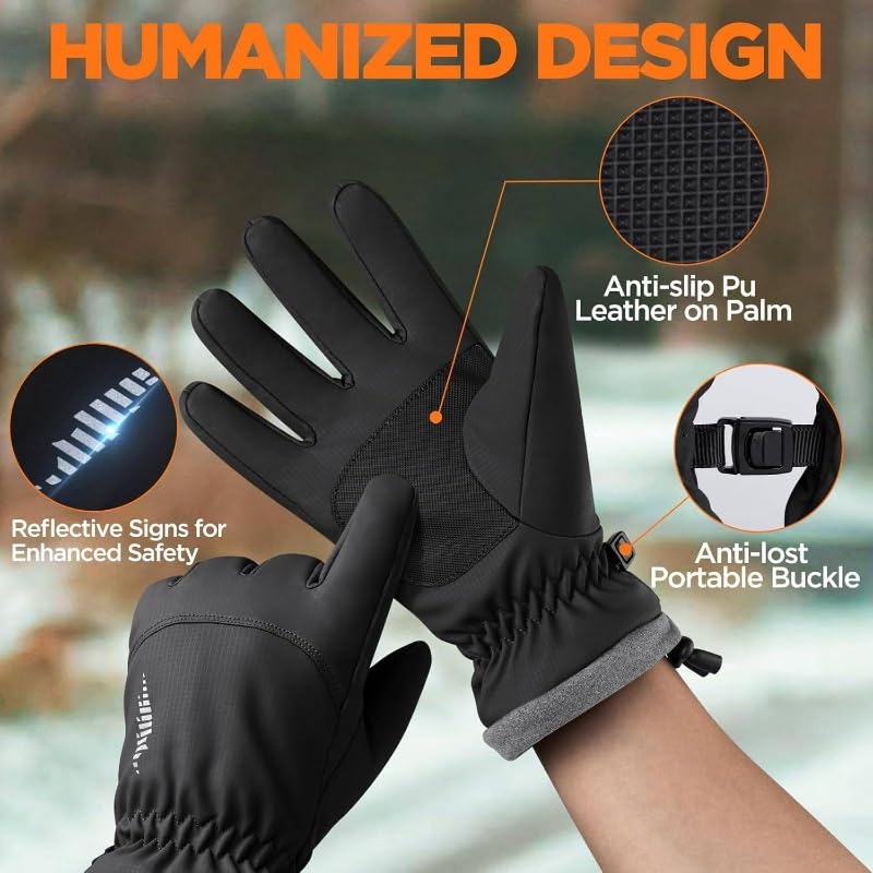 Unisex Winter Waterproof Ski Snow Gloves - Windproof Thermal Touchscreen Gloves for Outdoor Sports, Daily Work