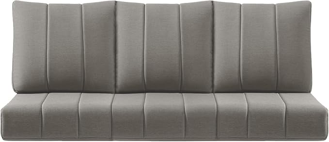ACTREST Luxury 24x24x6 Inch Kitty Patio Chair Cushions Set of 3 - Memory Foam Deep Seat Water-Resistant Patio Cushion for Dining Rocking Swivel Chairs Loveseat 3-Seater Sectional Sofa - Grey