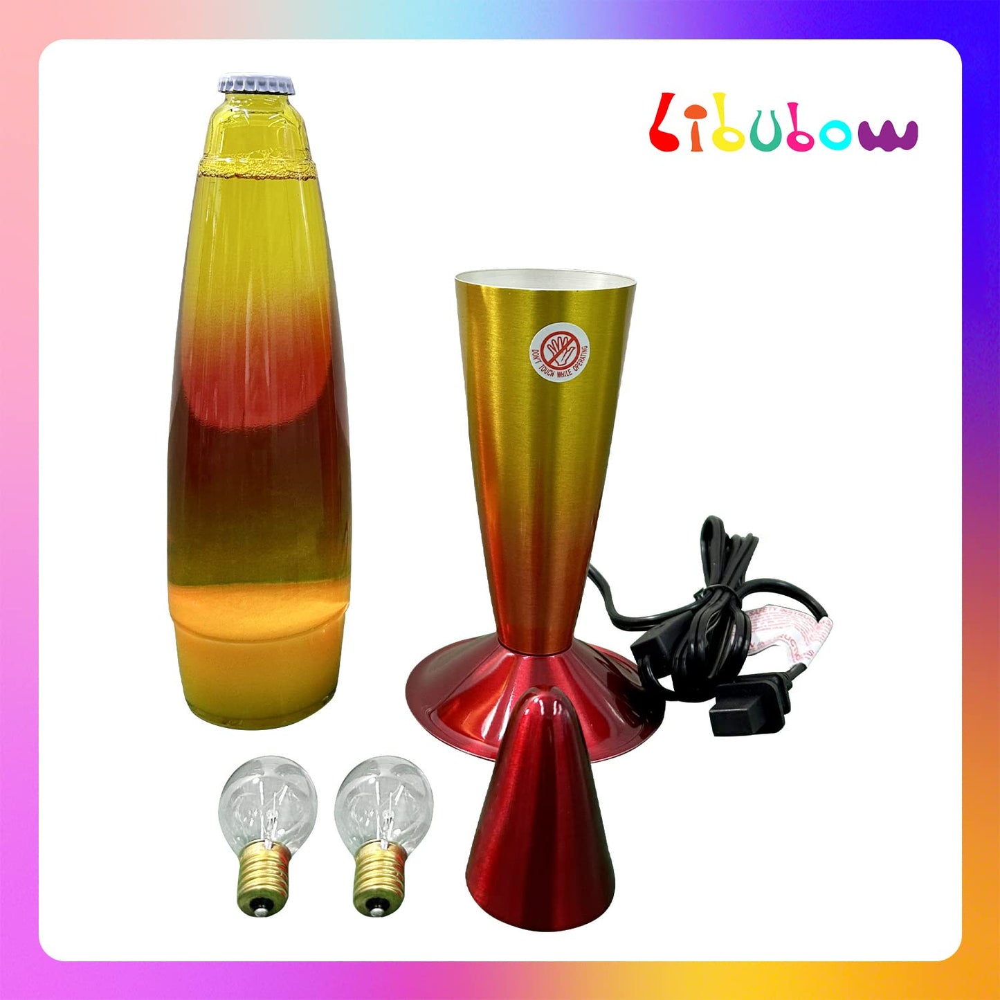 Libubow 16 Inch Rainbow Motion Lamp with 2 Bulbs, Sunset Sunrise Lamp, Night Light Mood Lighting for Adults, Home Room Office Decor, Present for Birthday Anniversary, Yellow Orange Red