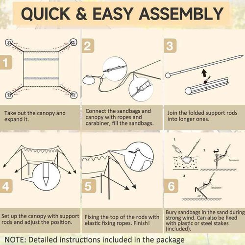 VILLEY Beach Tent Sun Shelter with UPF50+ Protection, 11×10FT Portable Sun Shade with 4 Stability Poles, 8 Ground Pegs, 4 Sandbags and Sand Shovel, Outdoor Beach Canopy for Camping Trips, Picnics