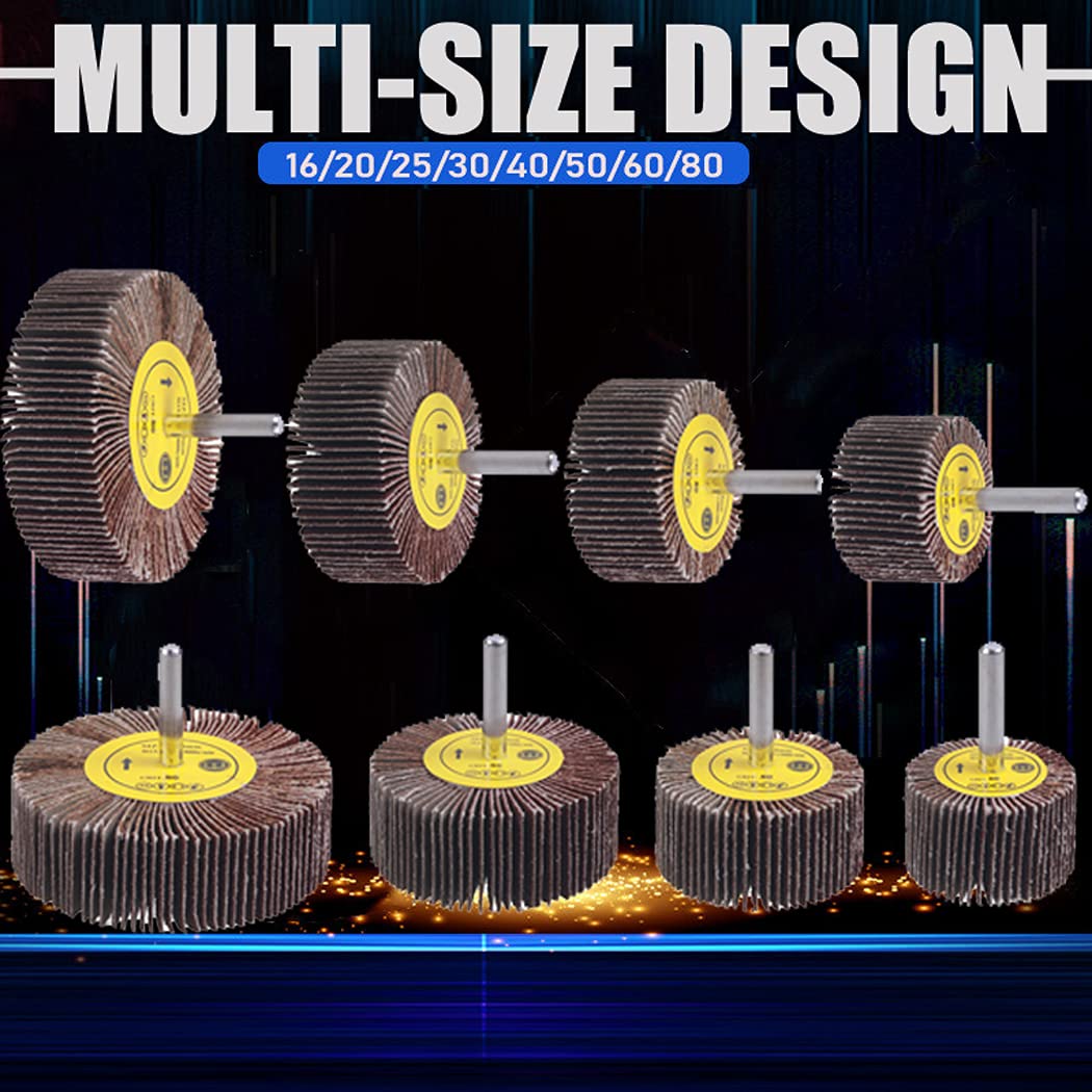 Mixiflor 24 Pcs Abrasive Flap Wheel Sander Set, 80 Grit Sanding Flap Wheel, 1/4" Shank Flap Wheel Sander for Drill, Die Grinder Flap Wheel for Remove Rust